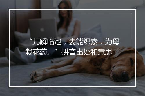 “儿解临池，妻能织素，为母栽花药。”拼音出处和意思