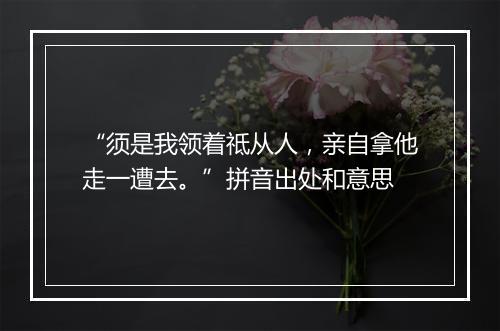 “须是我领着祗从人，亲自拿他走一遭去。”拼音出处和意思