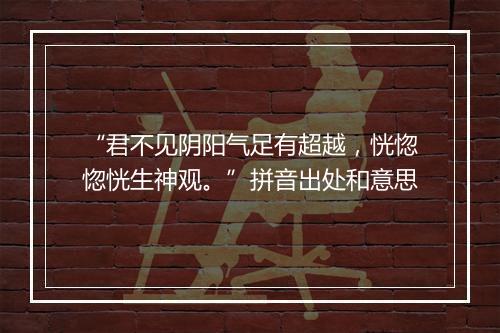 “君不见阴阳气足有超越，恍惚惚恍生神观。”拼音出处和意思