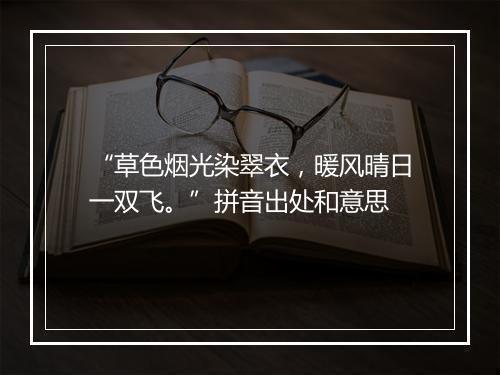 “草色烟光染翠衣，暖风晴日一双飞。”拼音出处和意思