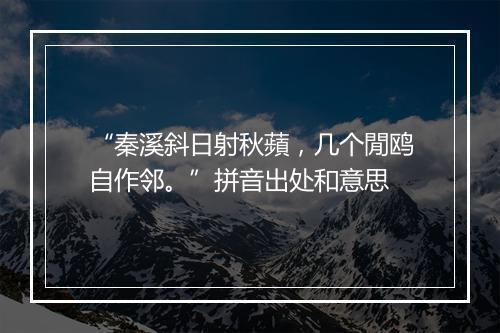 “秦溪斜日射秋蘋，几个閒鸥自作邻。”拼音出处和意思