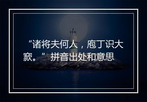 “诸将夫何人，庖丁识大窾。”拼音出处和意思