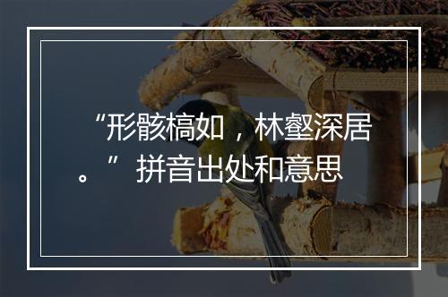 “形骸槁如，林壑深居。”拼音出处和意思