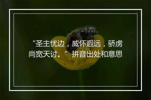 “圣主忧边，威怀遐远，骄虏尚宽天讨。”拼音出处和意思