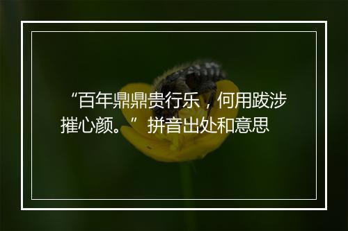 “百年鼎鼎贵行乐，何用跋涉摧心颜。”拼音出处和意思