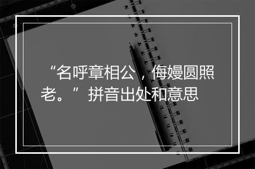 “名呼章相公，侮嫚圆照老。”拼音出处和意思