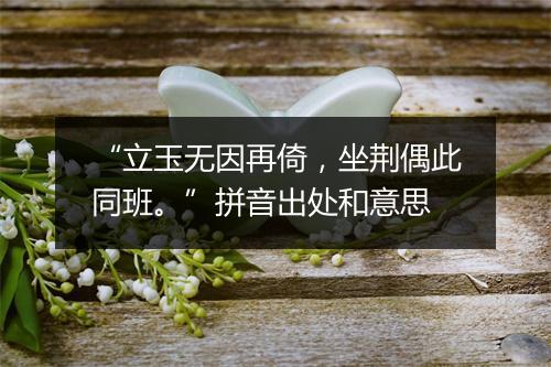 “立玉无因再倚，坐荆偶此同班。”拼音出处和意思