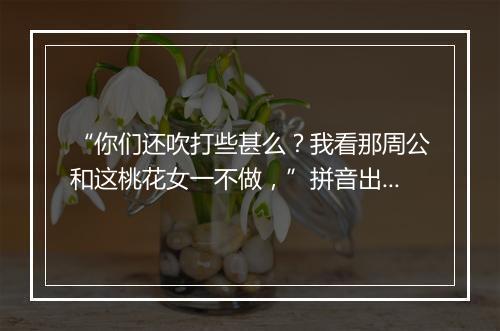 “你们还吹打些甚么？我看那周公和这桃花女一不做，”拼音出处和意思