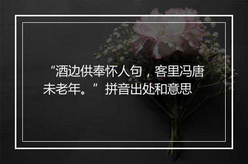 “酒边供奉怀人句，客里冯唐未老年。”拼音出处和意思