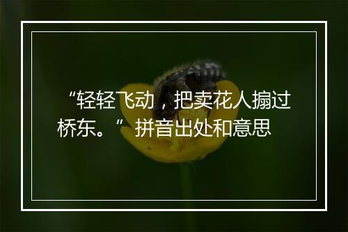 “轻轻飞动，把卖花人搧过桥东。”拼音出处和意思