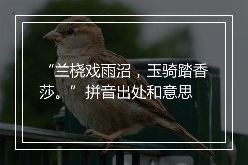 “兰桡戏雨沼，玉骑踏香莎。”拼音出处和意思