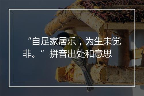 “自足家居乐，为生未觉非。”拼音出处和意思