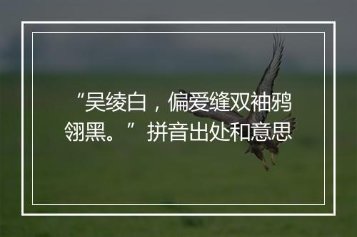 “吴绫白，偏爱缝双袖鸦翎黑。”拼音出处和意思