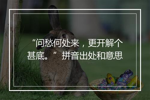 “问愁何处来，更开解个甚底。”拼音出处和意思