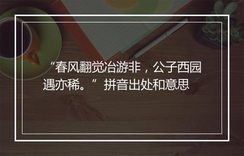 “春风翻觉冶游非，公子西园遇亦稀。”拼音出处和意思