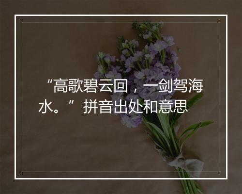 “高歌碧云回，一剑驾海水。”拼音出处和意思