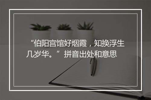 “伯阳宫馆好烟霞，知换浮生几岁华。”拼音出处和意思