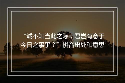 “诚不知当此之际，君岂有意于今日之事乎？”拼音出处和意思