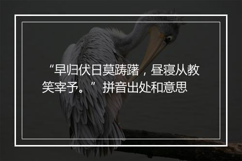 “早归伏日莫踌躇，昼寝从教笑宰予。”拼音出处和意思