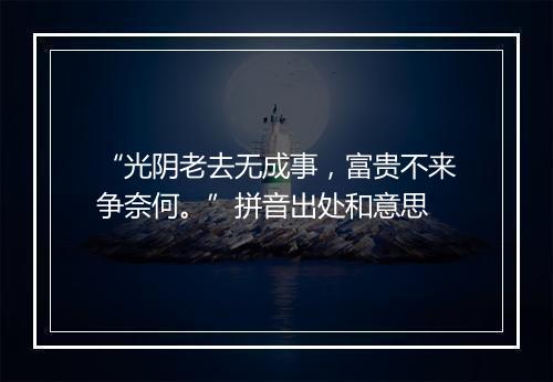 “光阴老去无成事，富贵不来争奈何。”拼音出处和意思