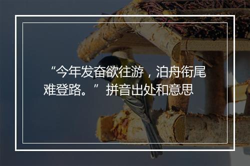 “今年发奋欲往游，泊舟衔尾难登路。”拼音出处和意思