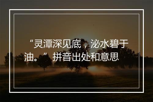 “灵潭深见底，泌水碧于油。”拼音出处和意思