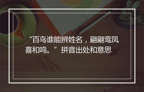 “百鸟谁能辨姓名，翩翩鸾凤喜和鸣。”拼音出处和意思