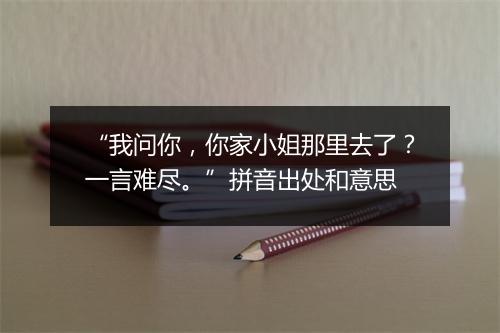 “我问你，你家小姐那里去了？一言难尽。”拼音出处和意思