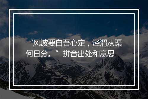 “风波要自吾心定，泾渭从渠何日分。”拼音出处和意思