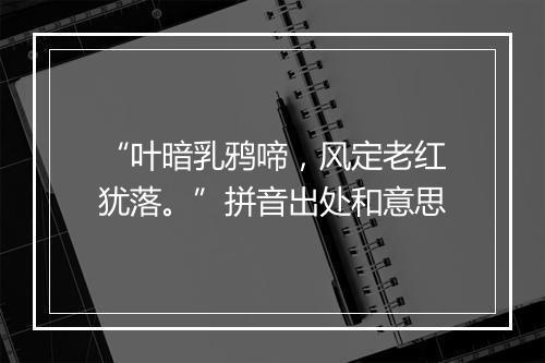 “叶暗乳鸦啼，风定老红犹落。”拼音出处和意思