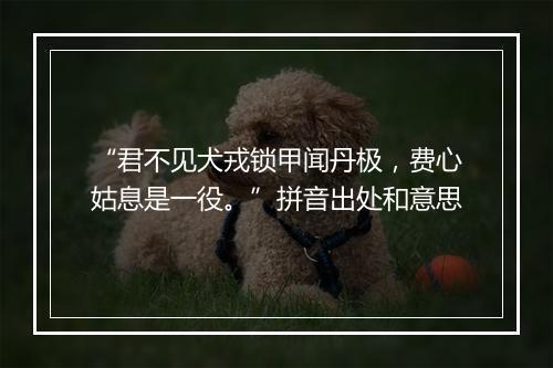 “君不见犬戎锁甲闻丹极，费心姑息是一役。”拼音出处和意思