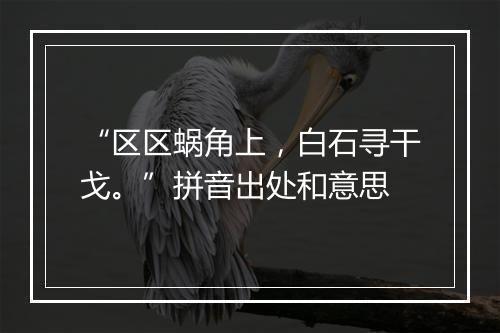 “区区蜗角上，白石寻干戈。”拼音出处和意思