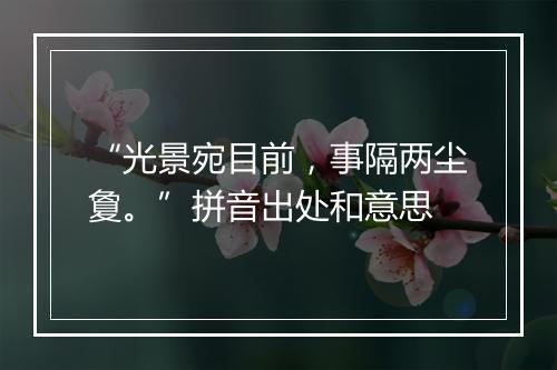 “光景宛目前，事隔两尘夐。”拼音出处和意思