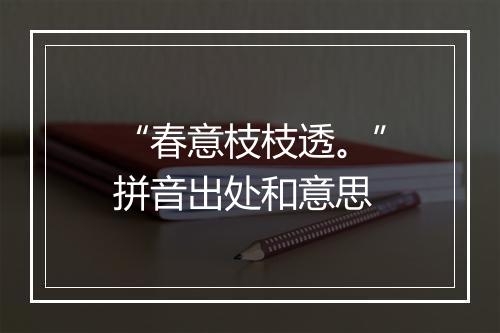 “春意枝枝透。”拼音出处和意思