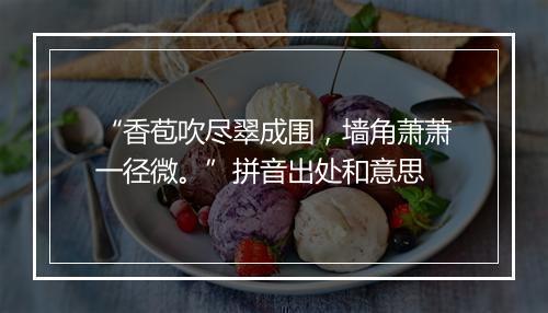 “香苞吹尽翠成围，墙角萧萧一径微。”拼音出处和意思