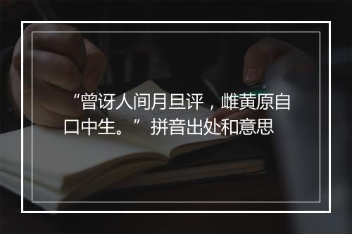 “曾讶人间月旦评，雌黄原自口中生。”拼音出处和意思