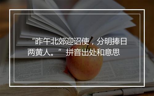 “昨午北郊迎诏使，分明捧日两黄人。”拼音出处和意思