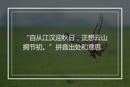 “自从江汉迎秋日，正想云山拥节初。”拼音出处和意思