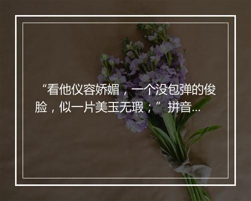 “看他仪容娇媚，一个没包弹的俊脸，似一片美玉无瑕；”拼音出处和意思