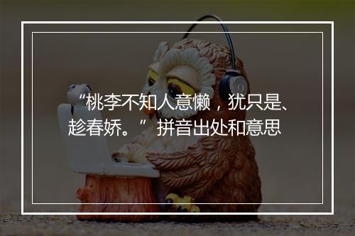 “桃李不知人意懒，犹只是、趁春娇。”拼音出处和意思