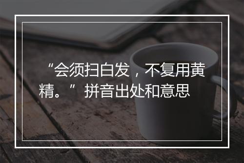 “会须扫白发，不复用黄精。”拼音出处和意思