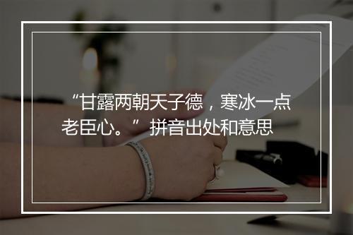 “甘露两朝天子德，寒冰一点老臣心。”拼音出处和意思