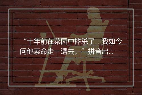 “十年前在菜园中摔杀了，我如今问他索命走一遭去。”拼音出处和意思