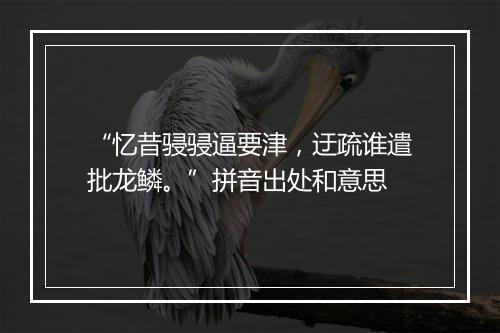 “忆昔骎骎逼要津，迂疏谁遣批龙鳞。”拼音出处和意思