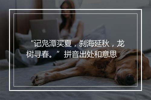 “记凫潭买夏，刹海延秋，龙树寻春。”拼音出处和意思