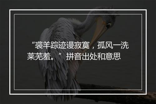 “裘羊踪迹谩寂寞，孤风一洗莱芜羞。”拼音出处和意思