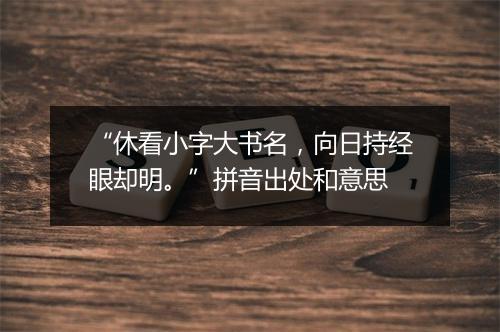 “休看小字大书名，向日持经眼却明。”拼音出处和意思