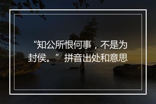 “知公所恨何事，不是为封侯。”拼音出处和意思