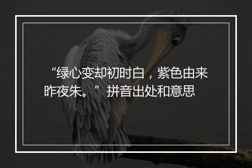 “绿心变却初时白，紫色由来昨夜朱。”拼音出处和意思