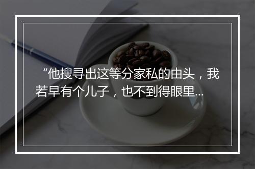 “他搜寻出这等分家私的由头，我若早有个儿子，也不到得眼里看见如此。”拼音出处和意思